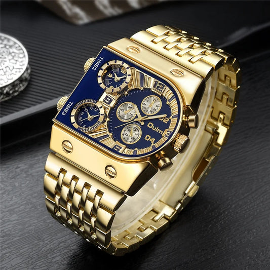 Watches Men Luxury Brand 3 Time Zone Wristwatch High Quality